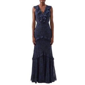 SALONI KIKU MIDNIGHT RITA DRESS 100% silk sz 12